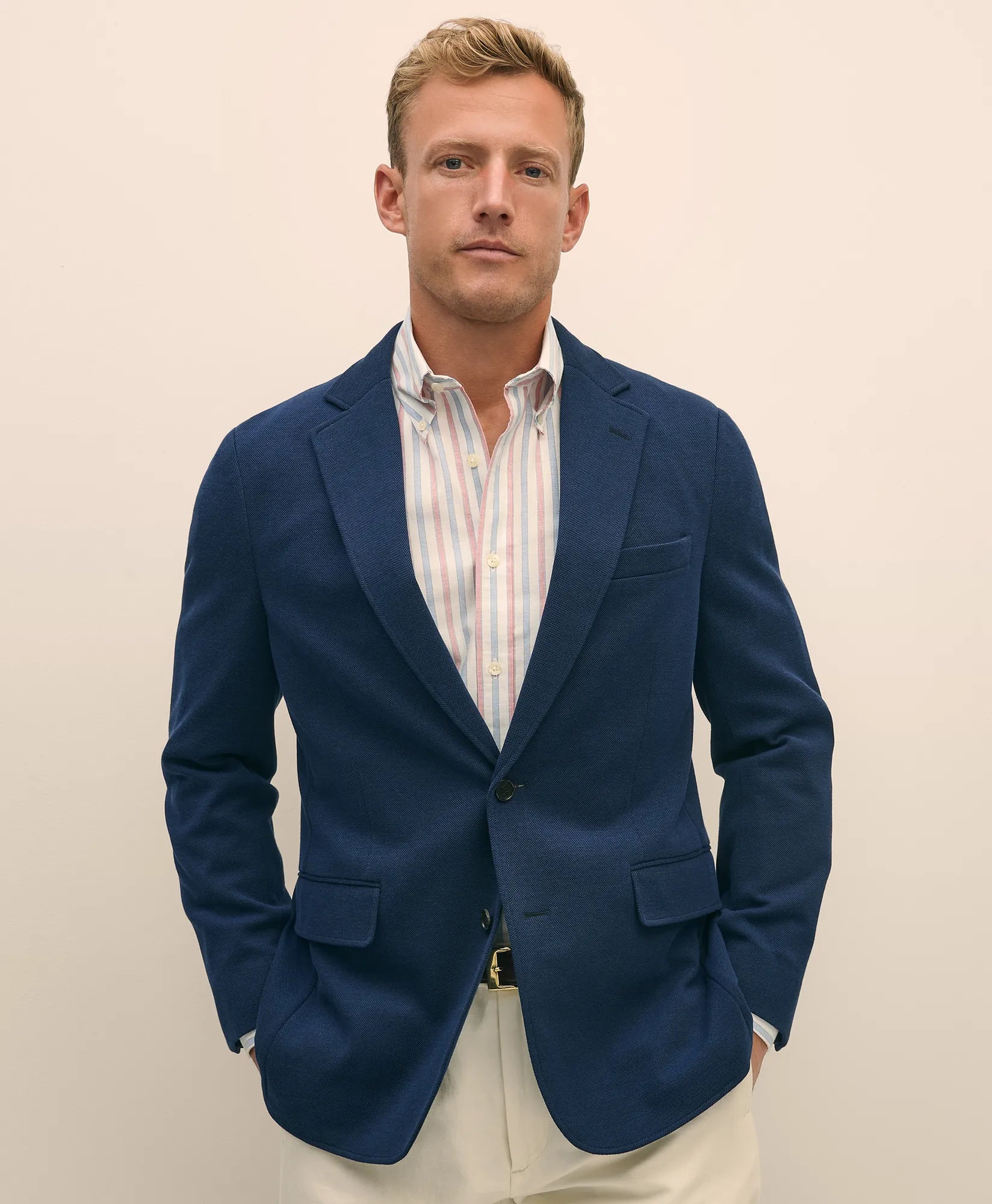 SPCT KNIT LTWT PIQ 2BSV CLASSIC NAVY SOL