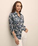 BLS SLK UTLTY FLRL LS BLUE/WHITE