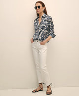 BLS SLK UTLTY FLRL LS BLUE/WHITE