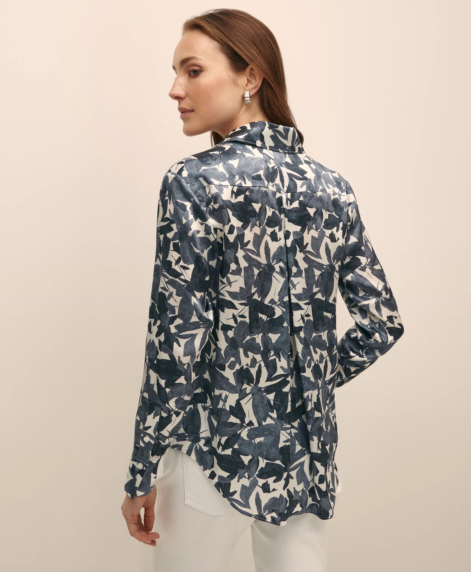 BLS SLK UTLTY FLRL LS BLUE/WHITE