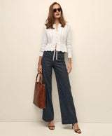 SWT CTN MRCRZD PEPLUM CRDGN White