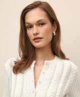 SWT CTN MRCRZD PEPLUM CRDGN White