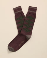 SOCK ML CTN TIPPED ARGYLE BurgundyGrn
