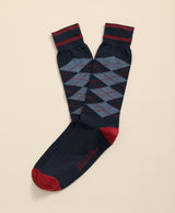 SOCK ML CTN TIPPED ARGYLE NavyRed
