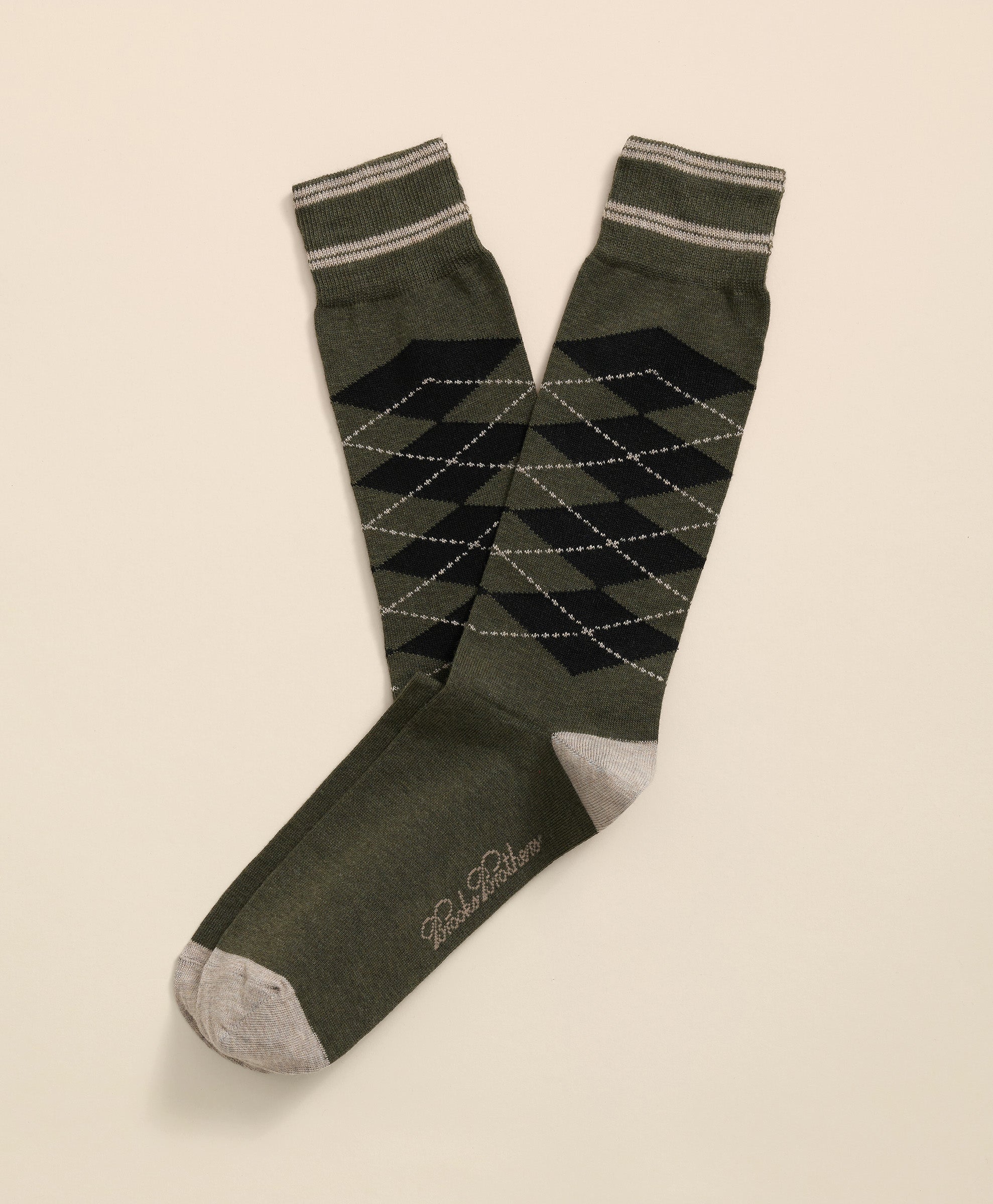 SOCK ML CTN TIPPED ARGYLE OliveBlk
