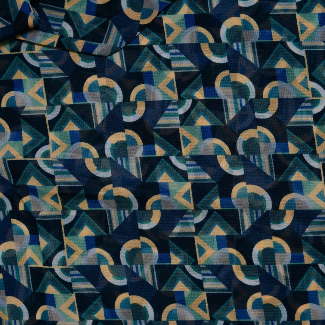BLS PLY GGT PRINT TIE-NECK BlueGreenGeo