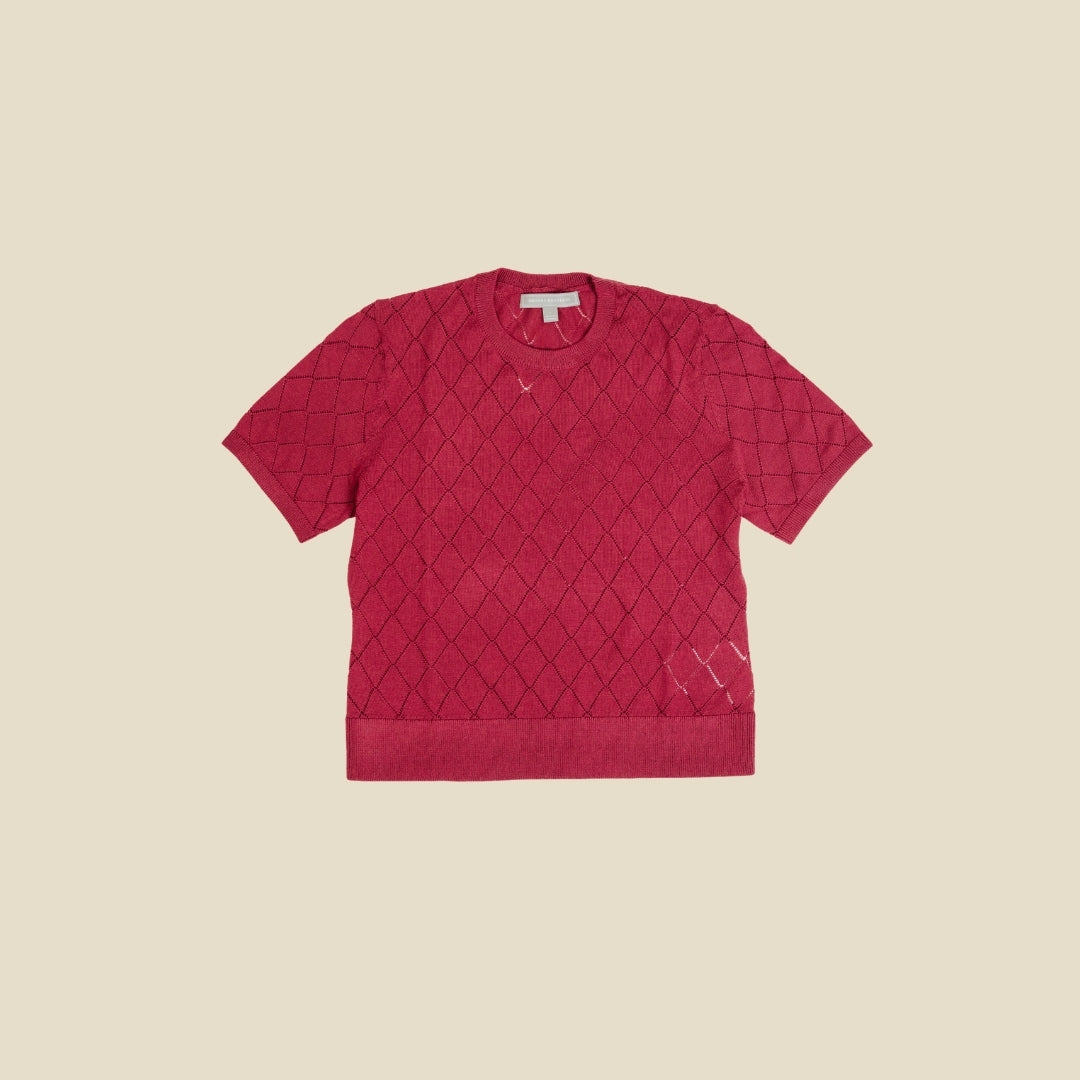SWT WL BLND POINTELLE DIAMOND SHELL Red