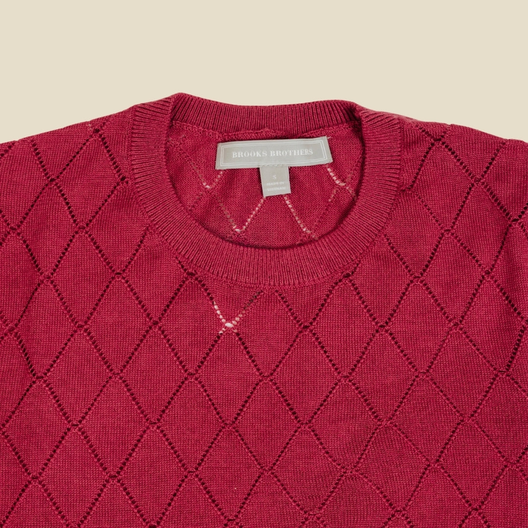 SWT WL BLND POINTELLE DIAMOND SHELL Red