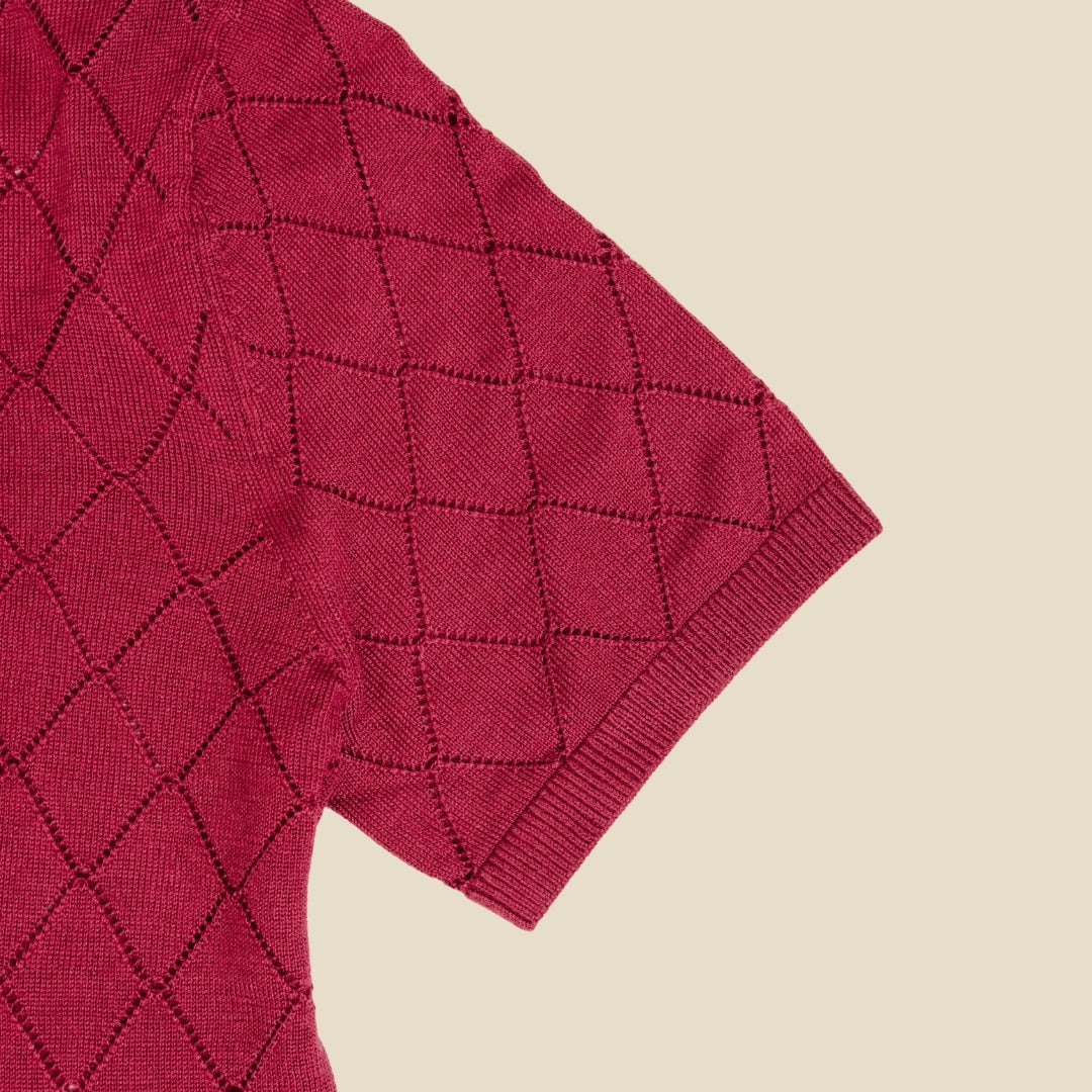 SWT WL BLND POINTELLE DIAMOND SHELL Red