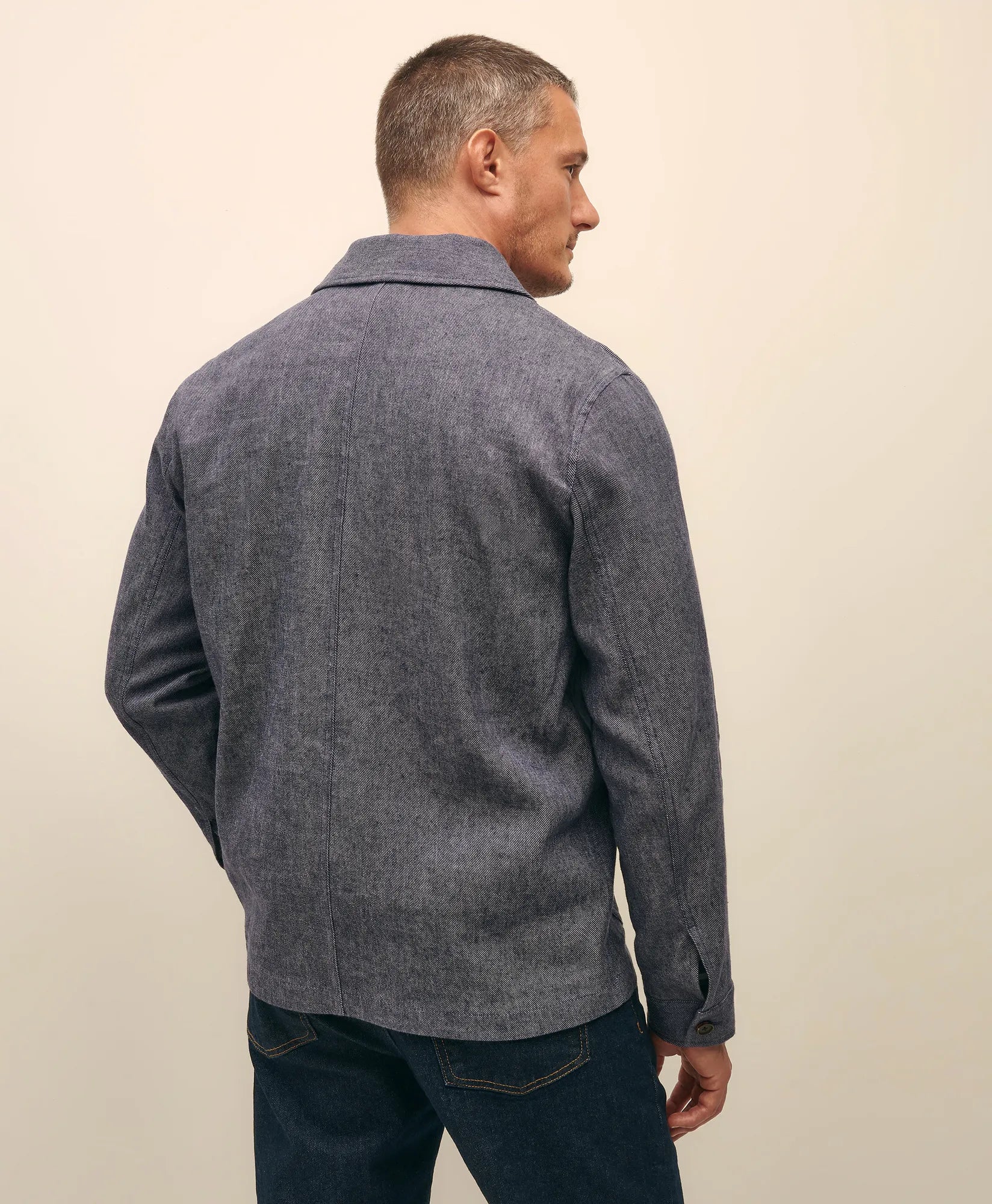 OUT CTTN LINEN CHORE JKT NAVY MELANGE
