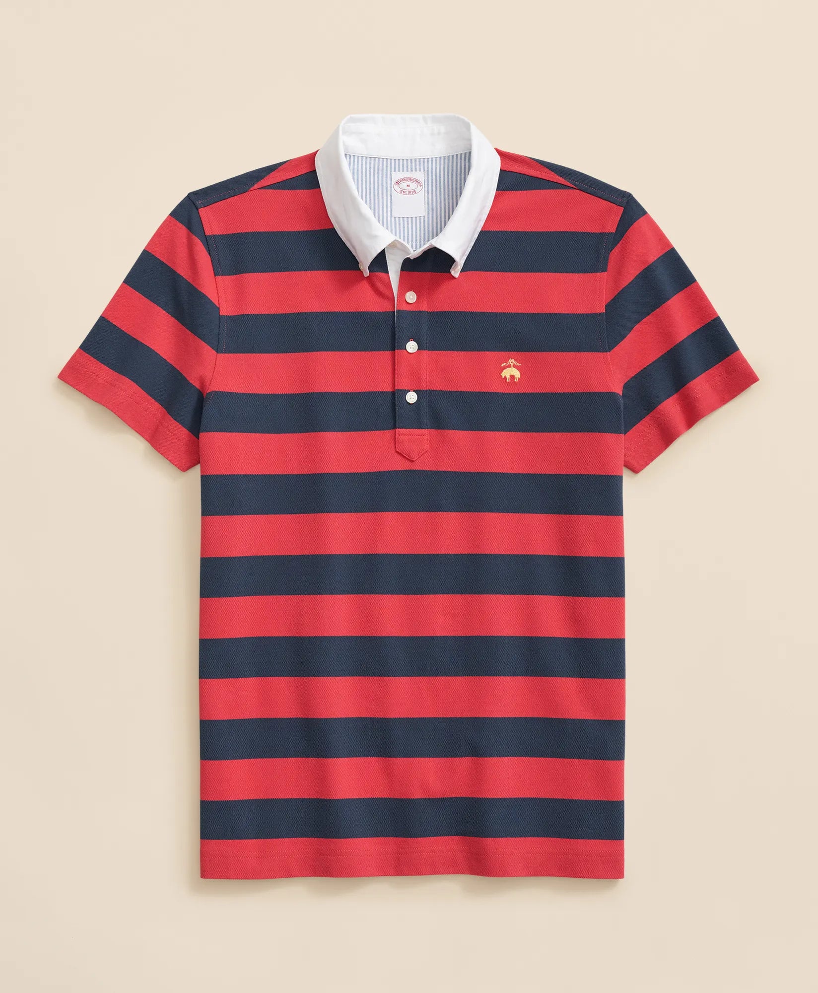 KNT SS STP VTG POLO NAVY/RED
