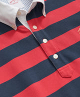 KNT SS STP VTG POLO NAVY/RED