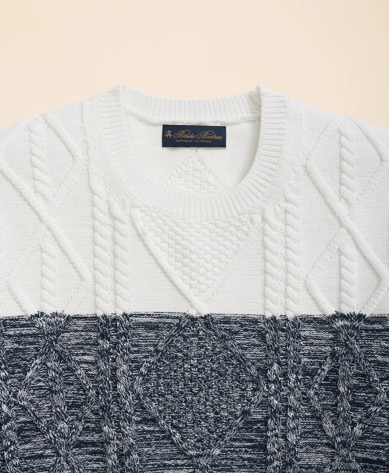 SWT COLOR BLOCK CABLE CREW Navy White St