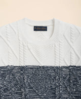SWT COLOR BLOCK CABLE CREW Navy White St
