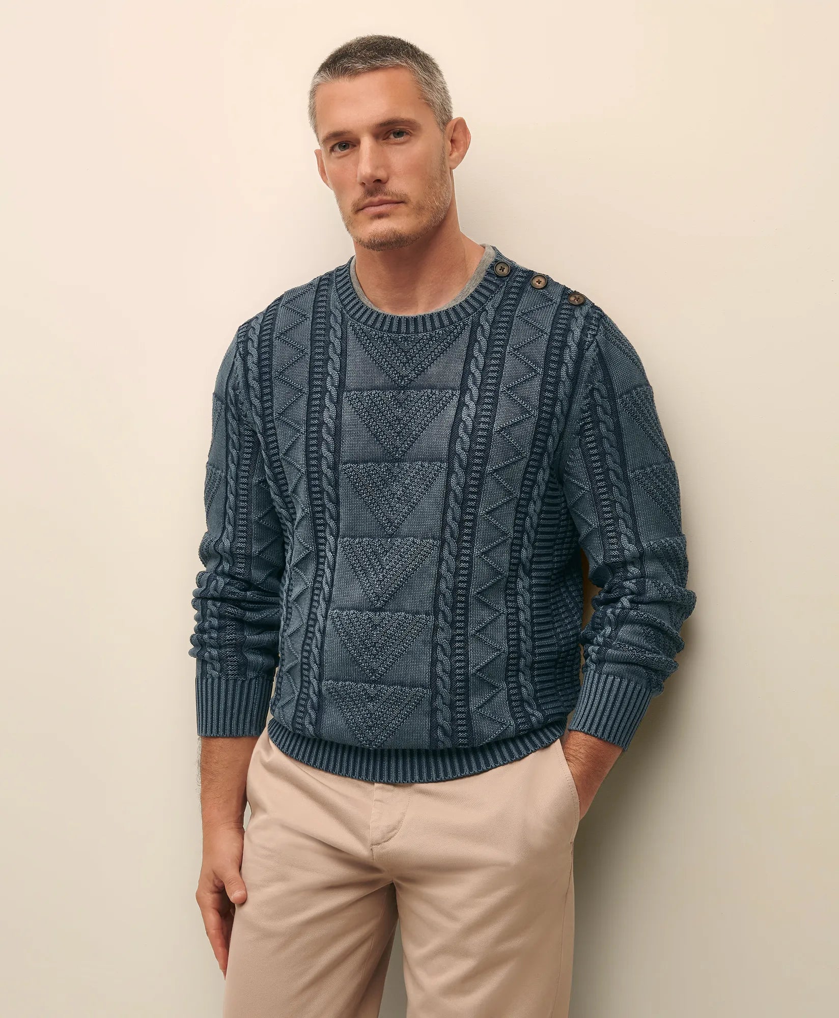SWT INDIGO GANSEY CREW Navy Blazer