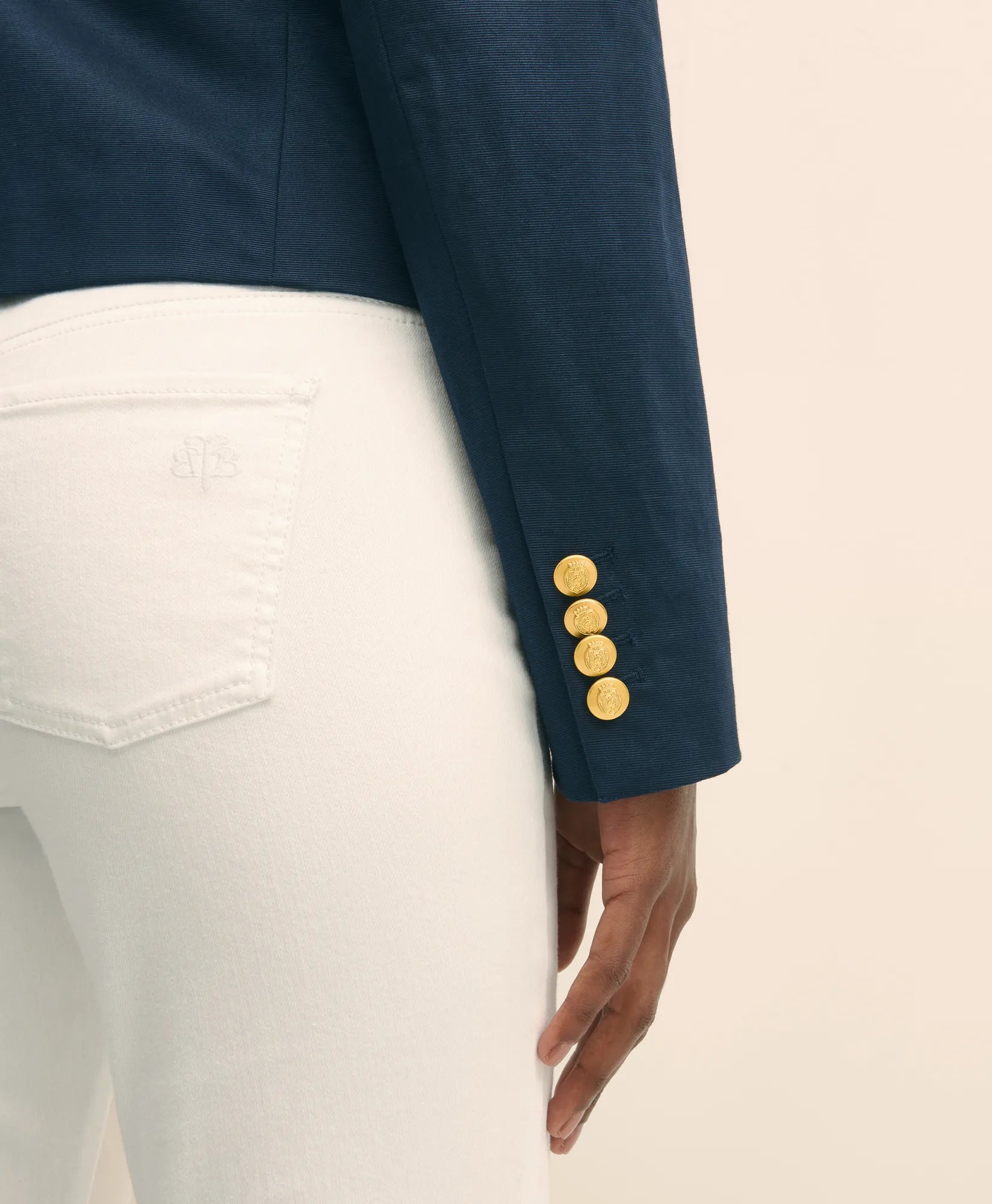 JKT CTN FAILLE DB CROP Navy Blazer