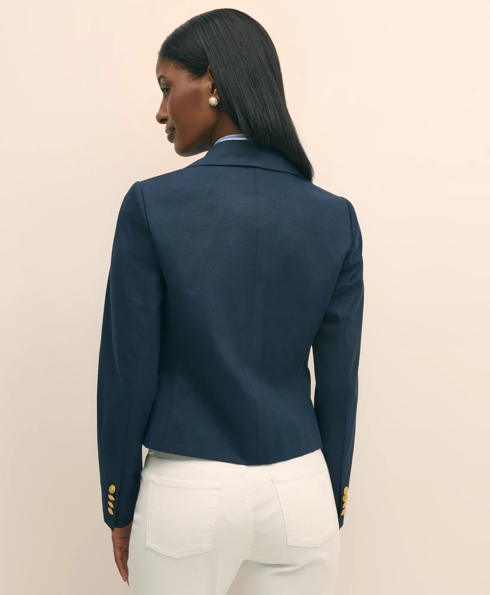 JKT CTN FAILLE DB CROP Navy Blazer