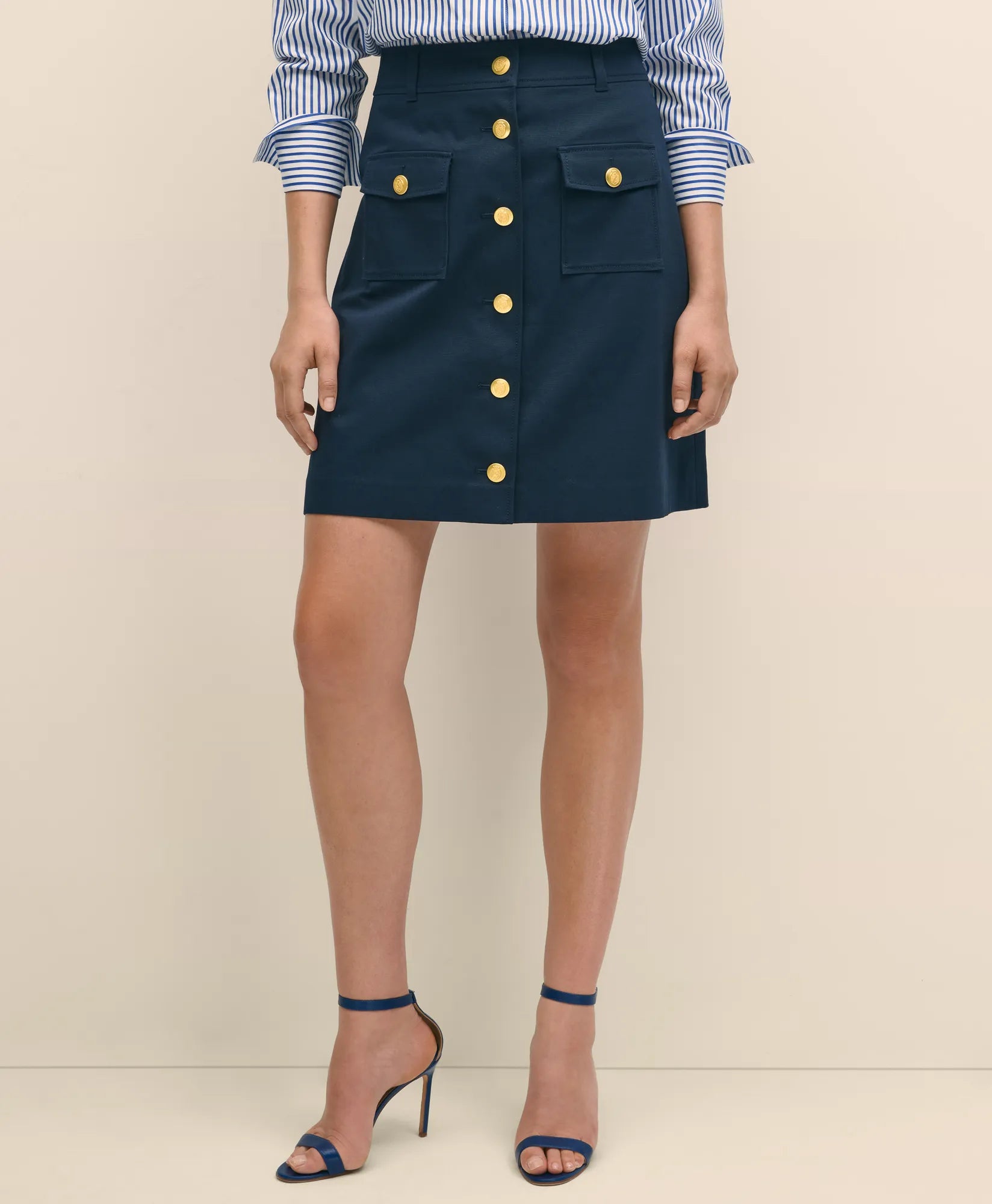 SKT CTN FAILLE BTTN Navy Blazer