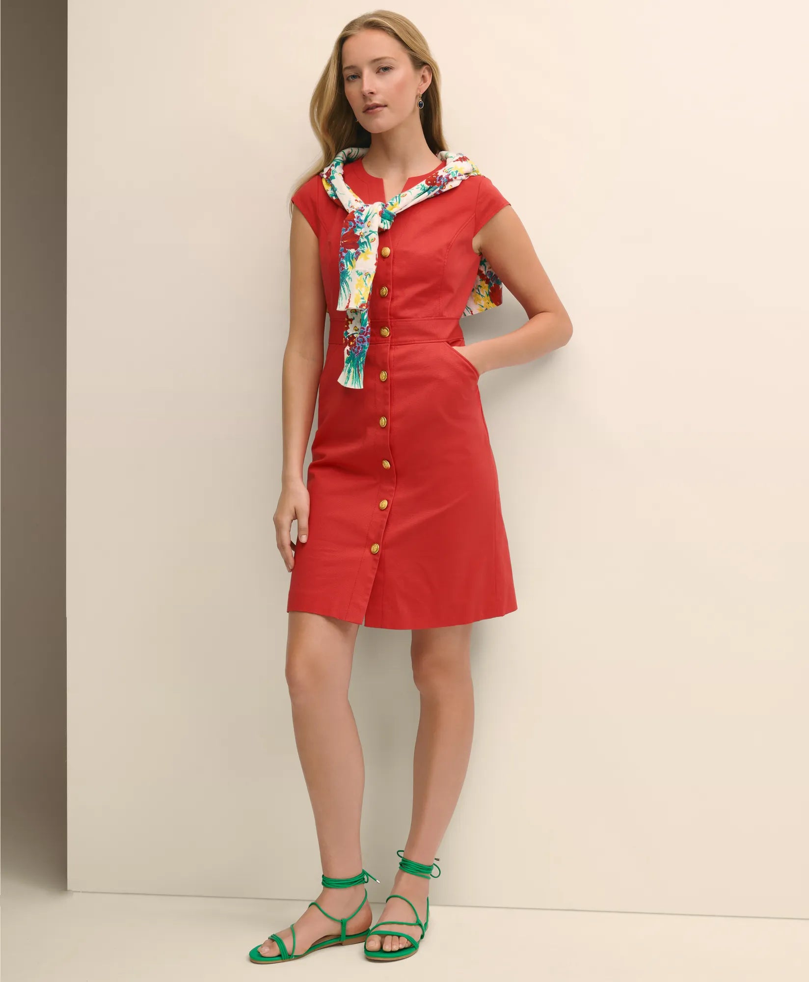 DRS CTN FAILLE BTTNS CAP SLV Watermelon