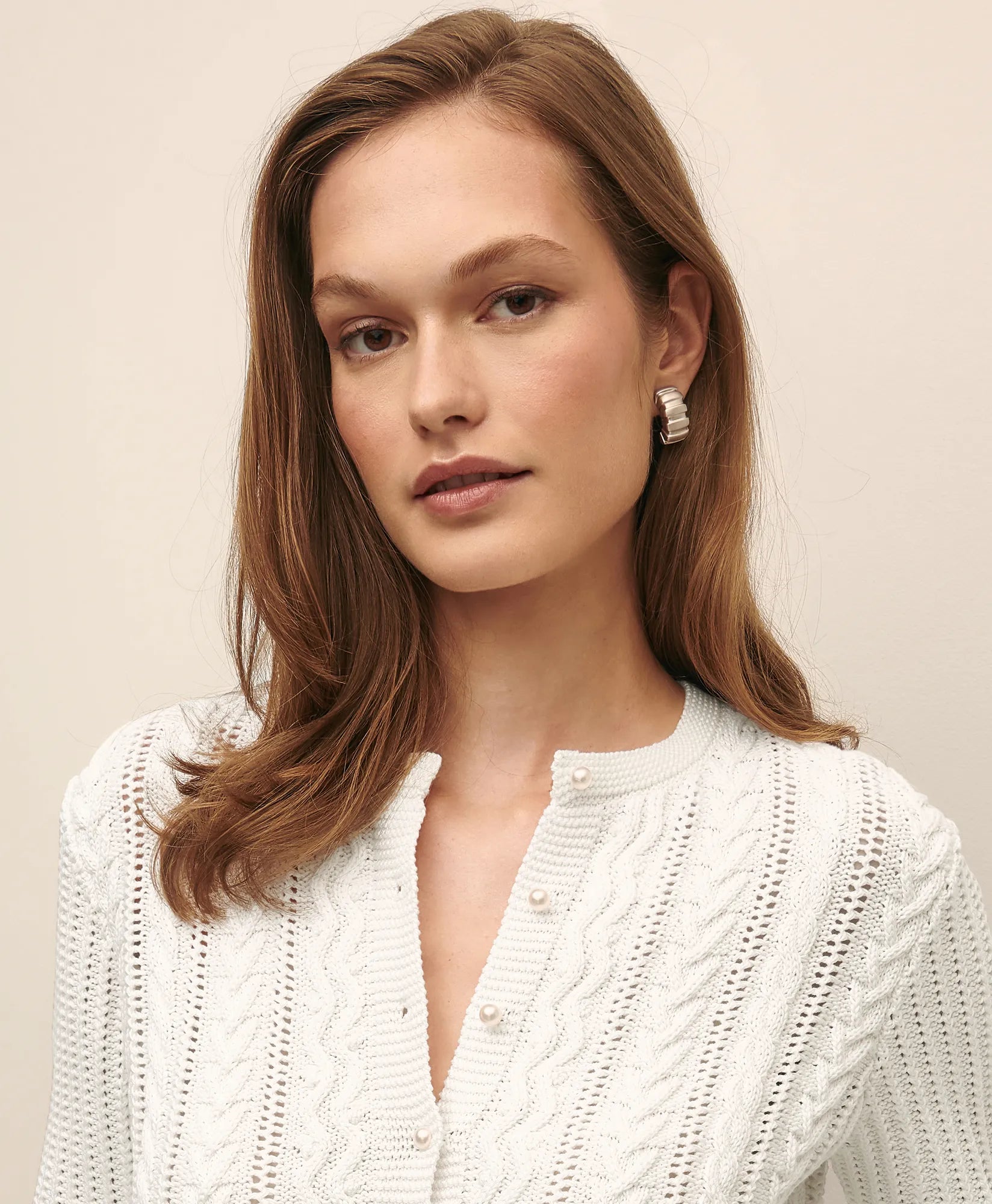 SWT CTN MRCRZD PEPLUM CRDGN White