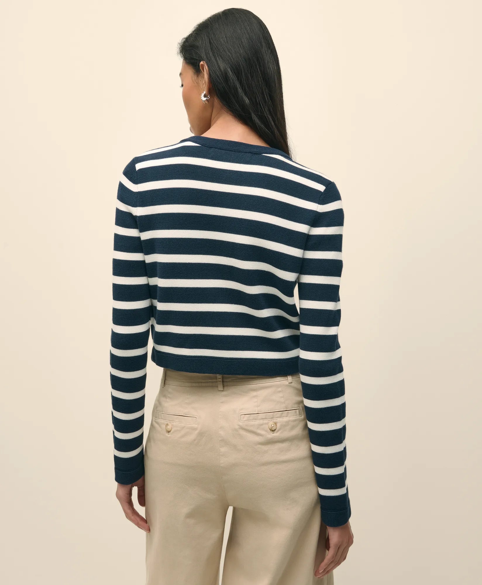 SWT CTN SPMA STRP JKT NAVY EVEN STRIPE