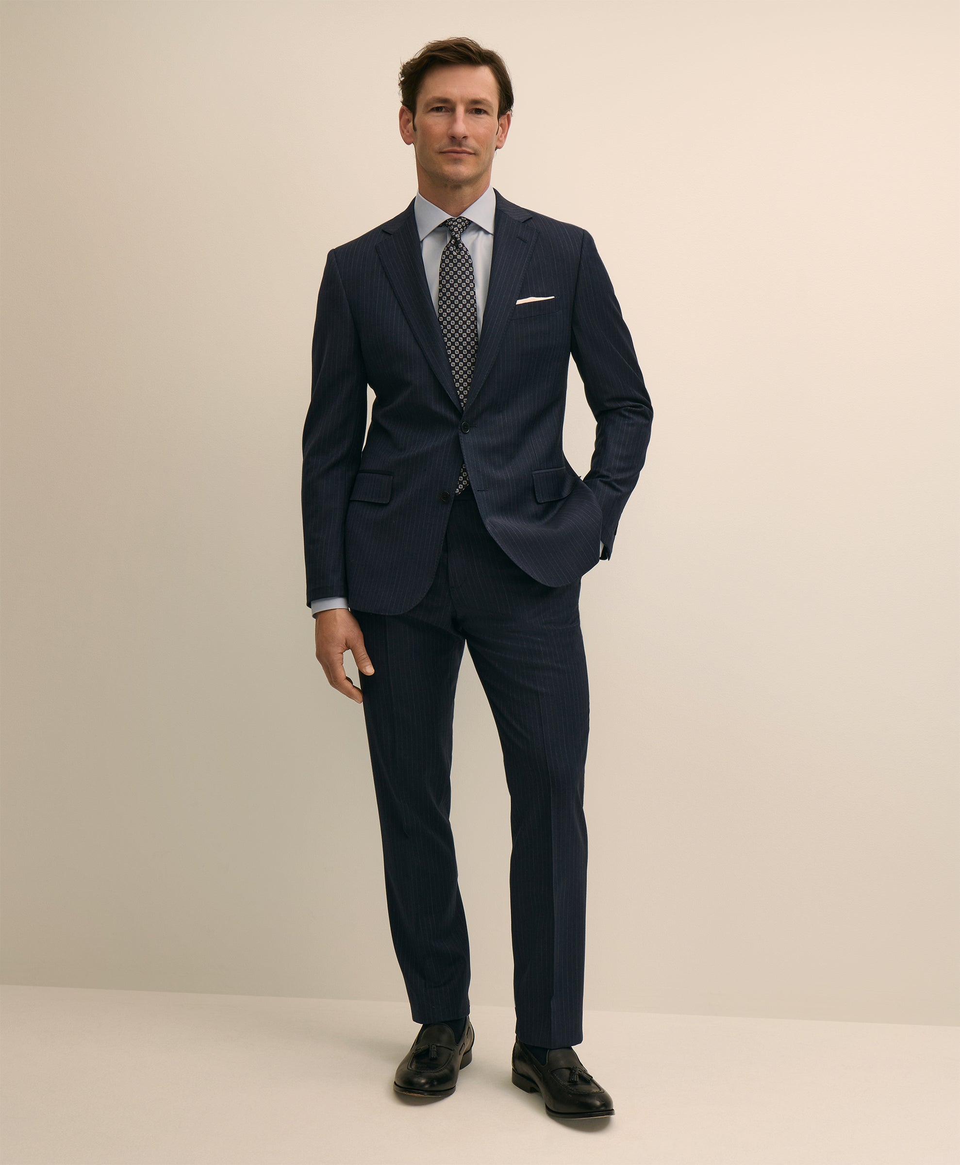 Classic-Fit Stretch Wool Blend Stripe Suit Pants