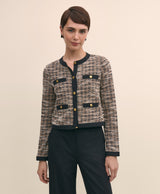 JKT KNT BCL Houndstooth tweed cream blac