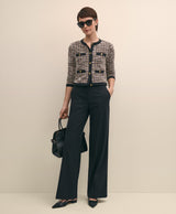 JKT KNT BCL Houndstooth tweed cream blac