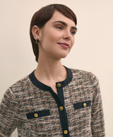 JKT KNT BCL Houndstooth tweed cream blac