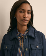 Cotton-Blend Braid-Trim Textured Jacket