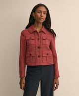 Cotton-Blend Braid-Trim Textured Jacket