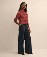 Cotton-Blend Braid-Trim Textured Jacket