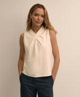 Cross-Neck Sleeveless Knit Top