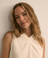Cross-Neck Sleeveless Knit Top