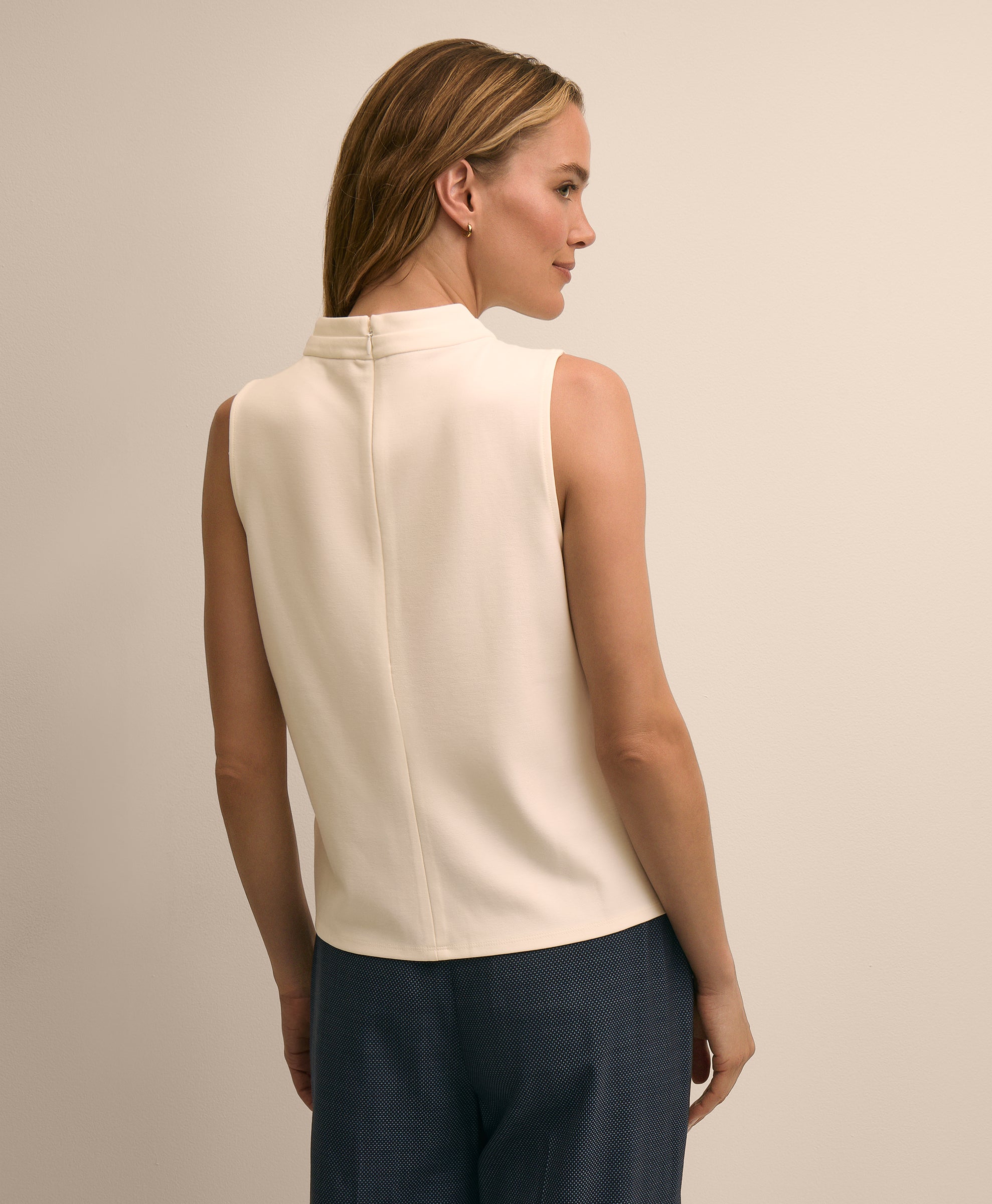 Cross-Neck Sleeveless Knit Top