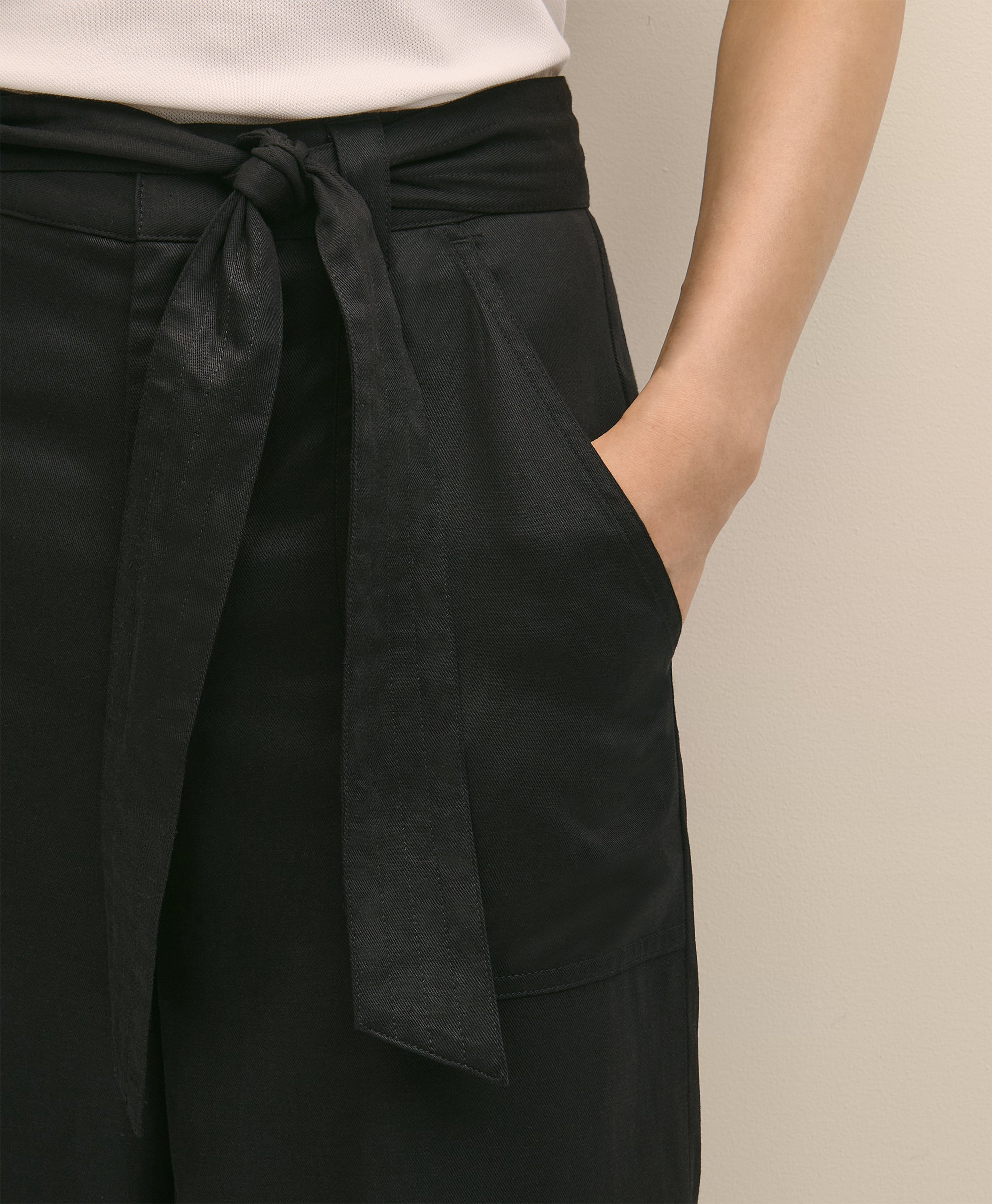 PNT TWLL LYCL BLND BELTED WD LG Black