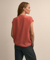 Band Collar Button-Front Blouse
