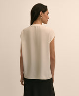Band Collar Button-Front Blouse