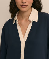 Contrast-Tipping Blouse