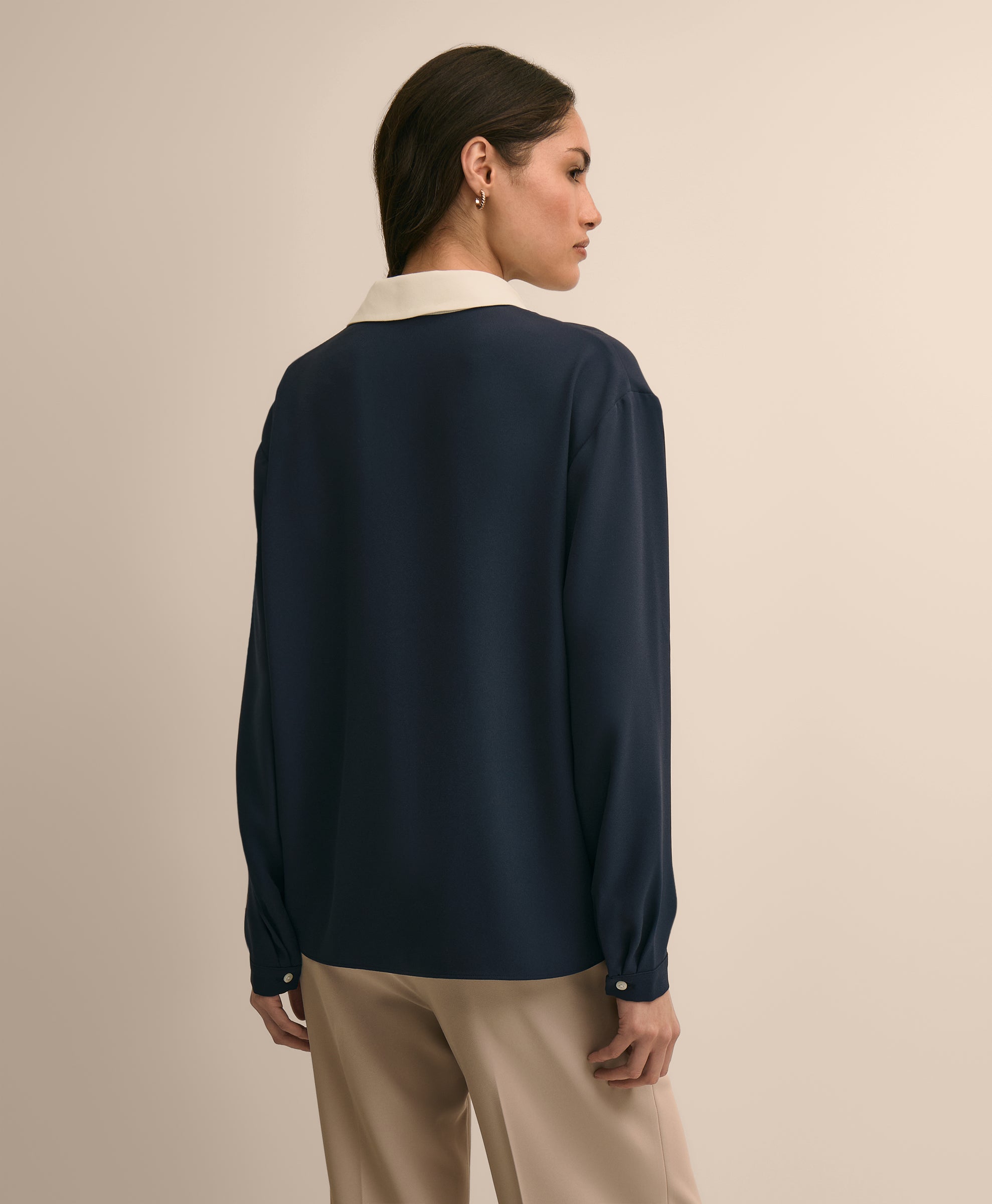 Contrast-Tipping Blouse