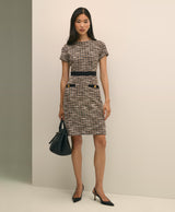 DRS KNT BCL Houndstooth tweed cream blac