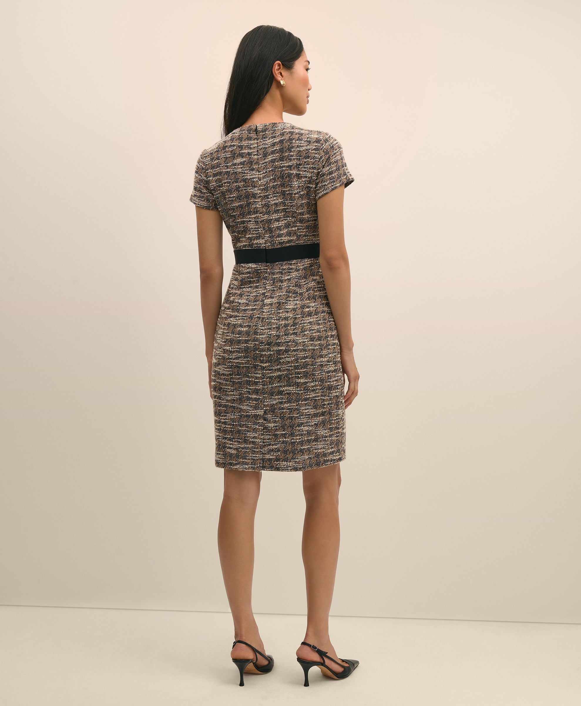 DRS KNT BCL Houndstooth tweed cream blac