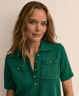 Cotton Short-Sleeve Polo Sweater