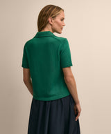 Cotton Short-Sleeve Polo Sweater