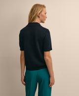 Cotton Short-Sleeve Polo Sweater