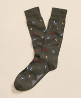 SOCK ML CTN BIRDS Medium Green