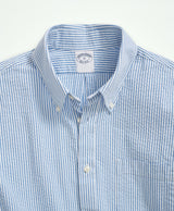 Washed Cotton Seersucker Button-Down Collar, Stripe Sport Shirt (Regular)