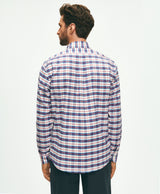 Stretch Non-Iron Oxford Polo Button-Down Collar, Checked Shirt (Slim)