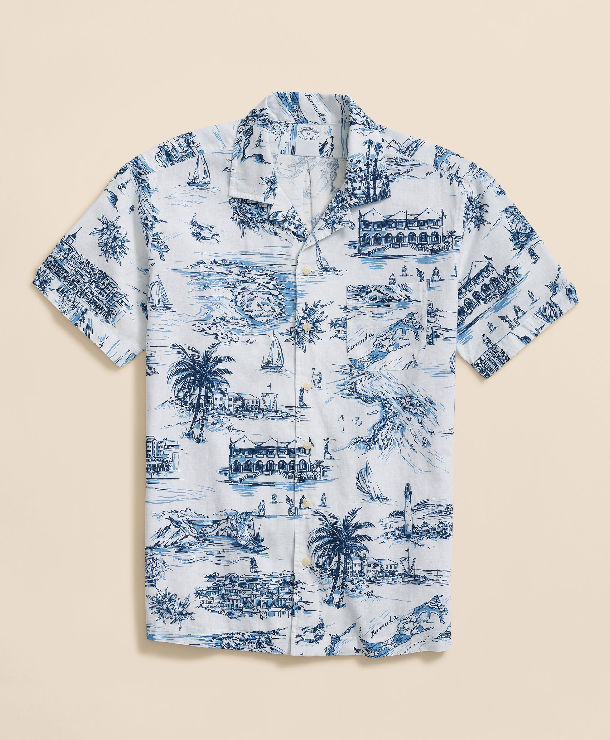 SPT ML LINEN CTN BERMUDA TOILE CAMP SS R