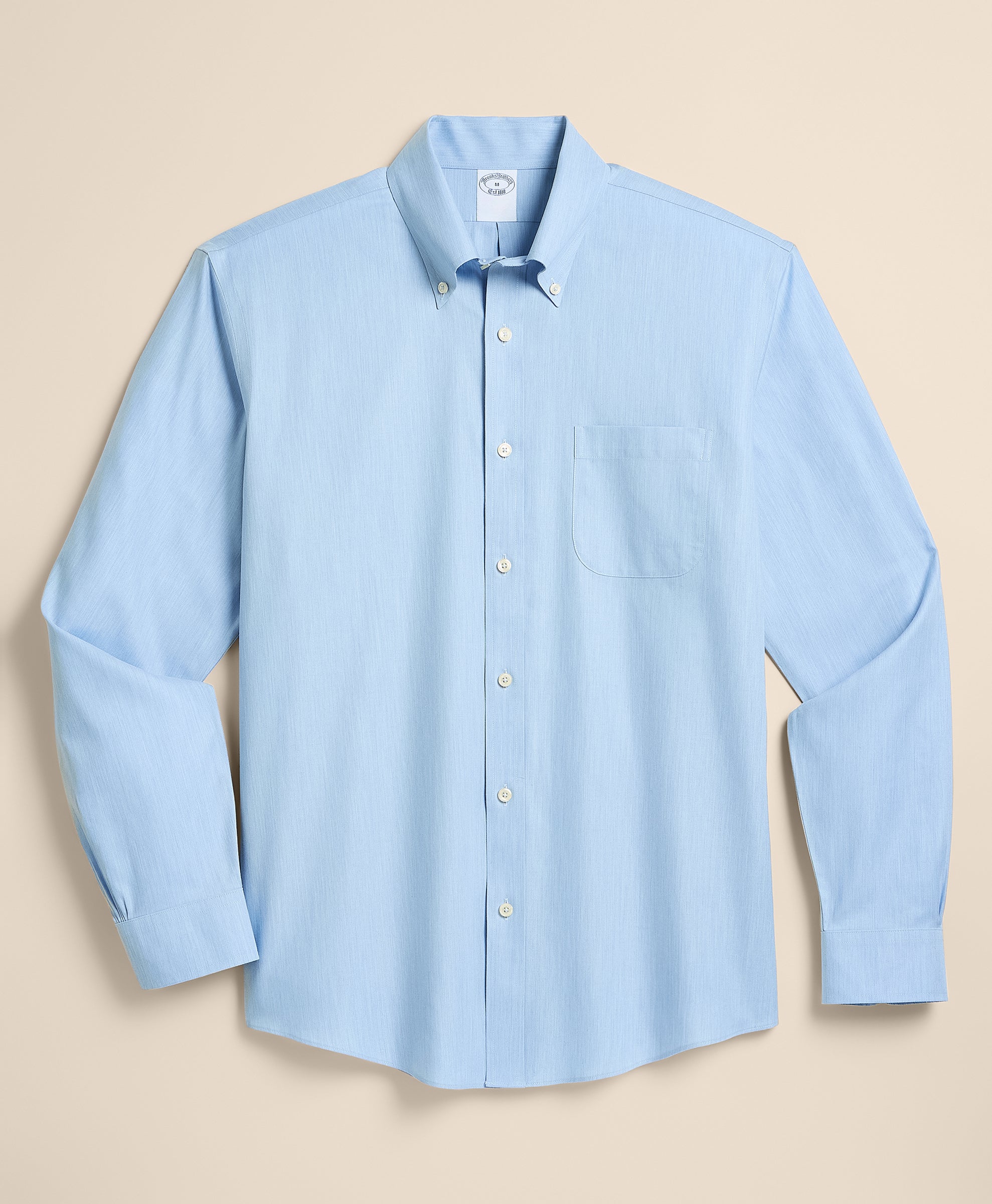 Stretch Supima Cotton Non-Iron Twill Polo Button Down Collar, Heathered Sport Shirt
